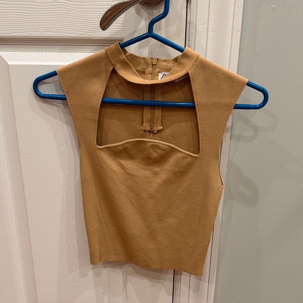 Zara Tan Sleeveless Women's Top
